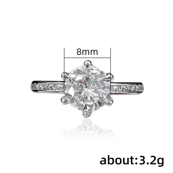 💥 Round Brilliant Diamond 6 Prong CZ Bridal Rings for Women, HA4442-6 - Picture 4 of 6